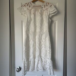 White House Black Market White Lace Midi Dress